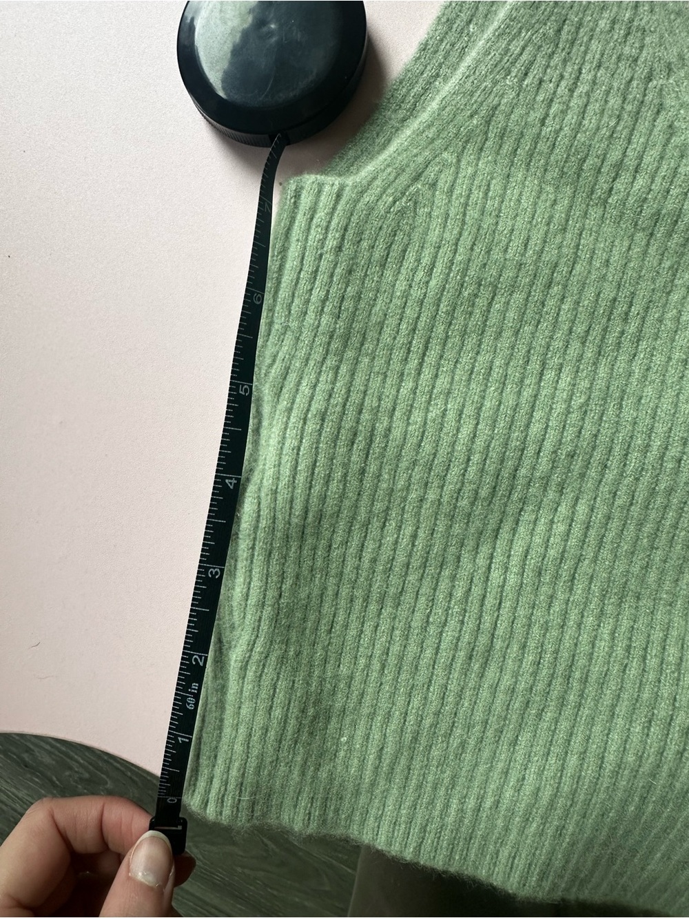 J. Crew 100% Cashmere Mint Green Ribbed V-Neck Crop Tank - Picture 3 of 4